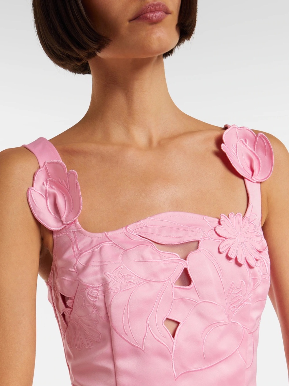 Leo Lin NWT Isadora Floral Applique Corset Top Baby Pink Formal Wedding